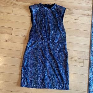 🪩 NWOT ASOS purple/blue sequined mini dress - party dress with shoulder pads 14